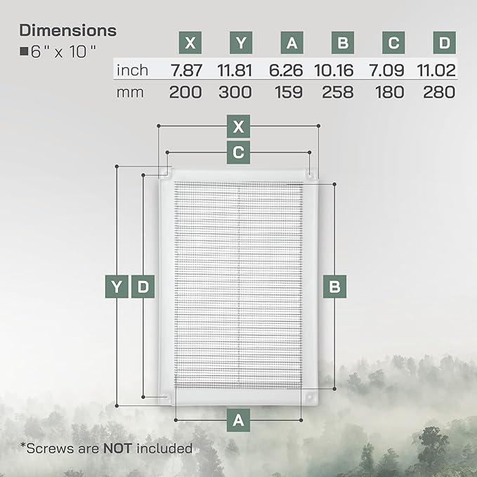 Vent Systems 6" x 10" Inch (Opening Dimensions) - Pack of 5 - Plastic White Soffit Vent Cover - Flat Rectangular Air Vent Grille - Air Vent Deflector - HVAC 8" x 12" Inch (Overall Dimensions)