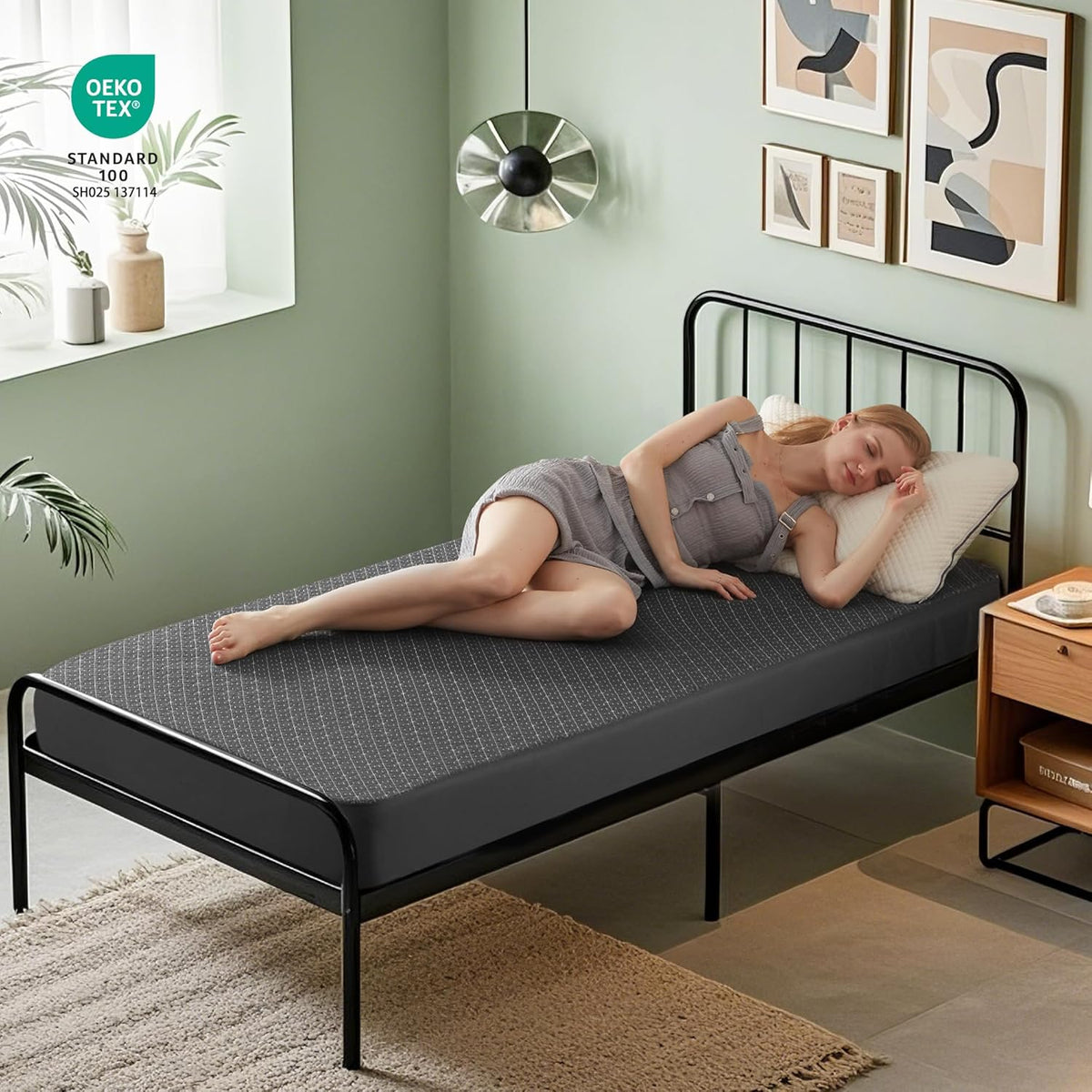 BEDLORE Waterproof Twin XL Mattress Protector, Noiseless Mattress Cover with Stretchable Pockets for 6-15 inches Mattress,Soft Breathable Mattress Pad College Dorm Size for Back to School (Dark Gray)