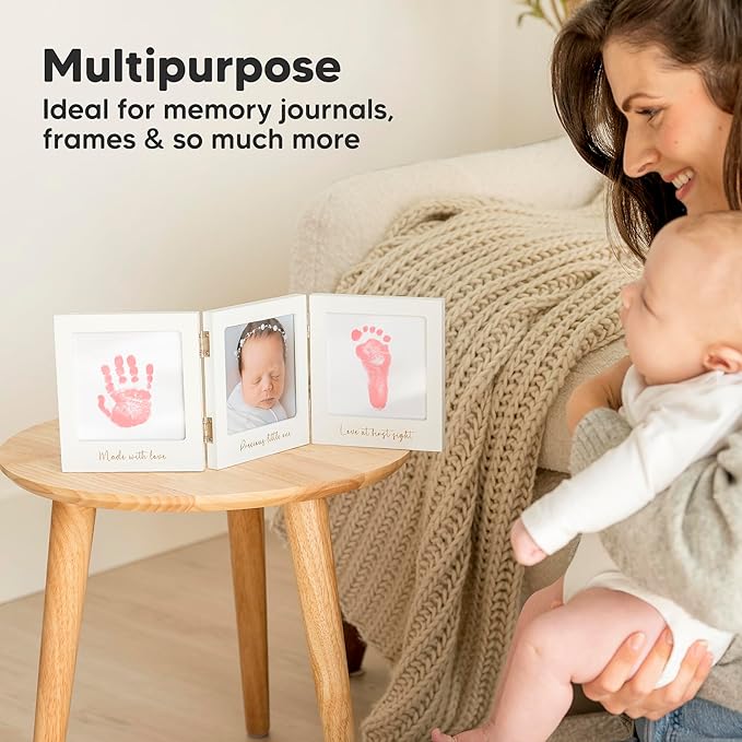 1-Pack Inkless Baby Hand and Footprint Kit - Mess Free Ink Pad for Newborn Keepsake, Dog Nose & Paw Print Kit, Clean Touch Ink Pad for Baby Hand & Footprints, Ideal New Mom Gifts (Candy Pink, J)