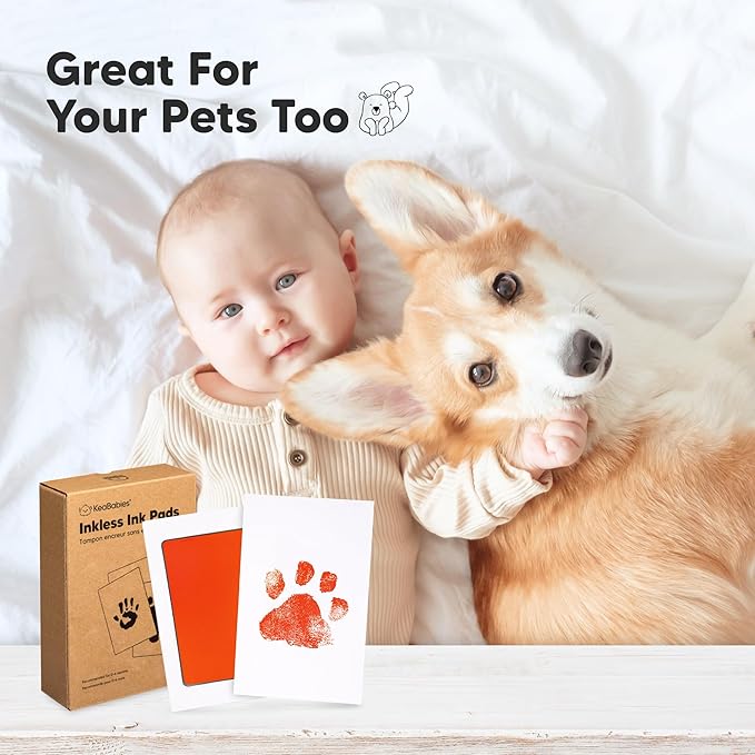 4-Pack Inkless Baby Hand and Footprint Kit - Mess Free Ink Pad for Newborn Keepsake, Dog Nose & Paw Print Kit, Clean Touch Ink Pad for Baby Hand & Footprints, Ideal New Mom Gifts (Fiesta)