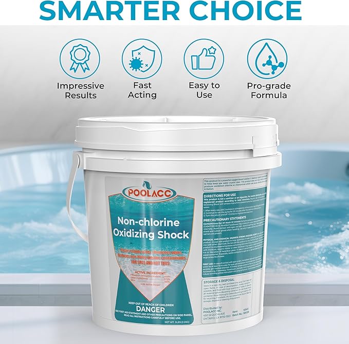 5 LB Non-Chlorine Spa Shock Oxidizer for Hot Tub, Chlorine-Free Treatment & Enhanced Oxidizing Shock for Hot Tubs, Spas and Pools, Quick Dissolving, Fast-Acting