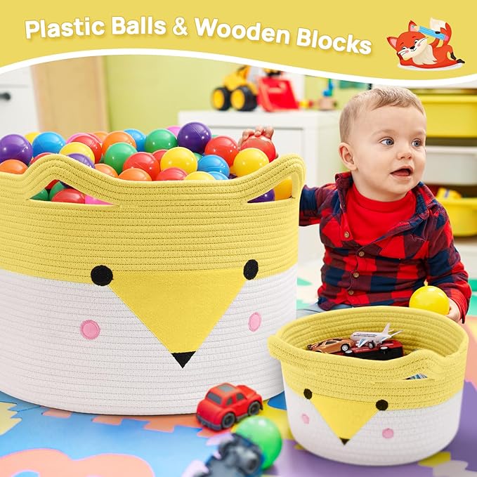 Large Baby Basket Toy Storage 3 Pack, (20"x13.8") Woven Baby Laundry Basket Blanket Basket, Stuffed Animal Storage, Baby Gift Basket Empty, Toy Basket for Kids, Dog, Cat.