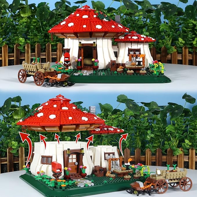 2233PCS Mushroom House Building Blocks,Creative Ideals Treehouse Building Blocks, Best Present for 6+ Boys, Girls or Adults