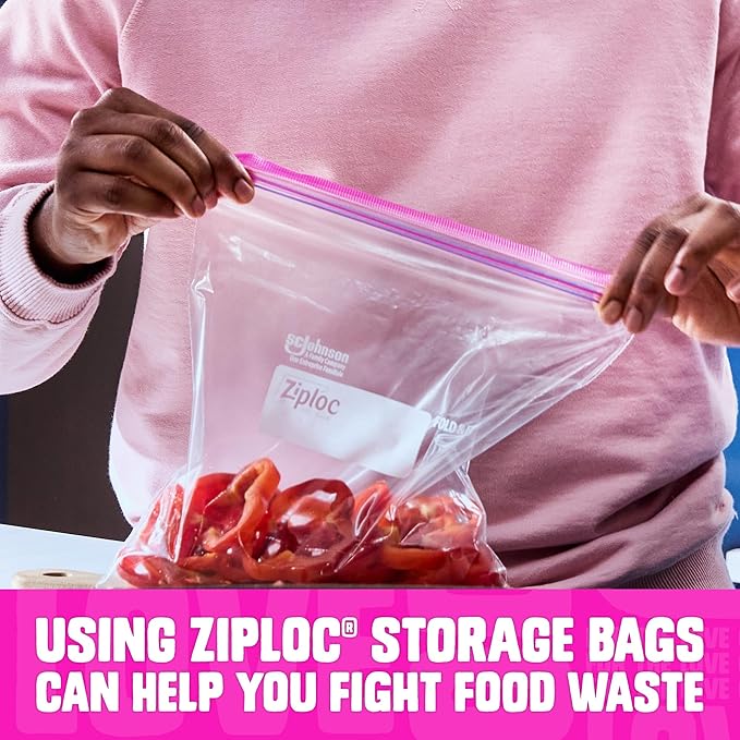 Ziploc Gallon Food Storage Bags, Stand-Up Bottom, Easy to Fill, 96 Count (Packaging May Vary)