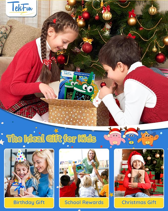TEKFUN NanoDoodle Gift for Kids, Dinosaur Boys Toys 4.5in LCD Drawing Board, Activity Portable Gift Personality Tag Kid Toys for Birthday Christmas Gift 3-10 Years