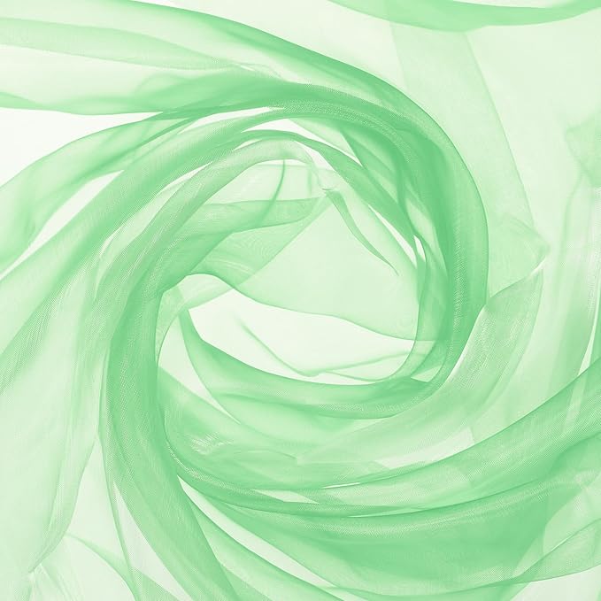 MECCANIXITY Iridescent Sheer Organza Fabric, 2 Yards x 59 Inches Solid Holographic Shiny Fabric Organza Cloth for Wedding, Curtains, Costume, Photo Background, Gradient Green Yellow