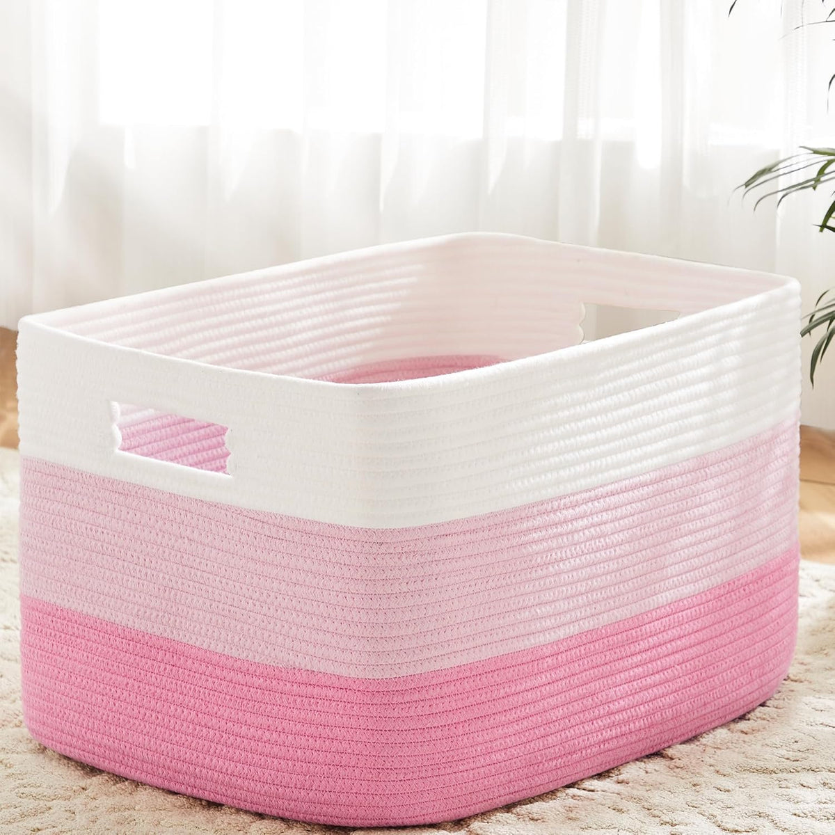 Blanket Basket,Rectangle Woven Baskets for Storage,65L Laundry Basket for Decorative Nursery Blanket,Toys,Dirty Clothes and Magazine in Shelves,Baby Room,and Living Room