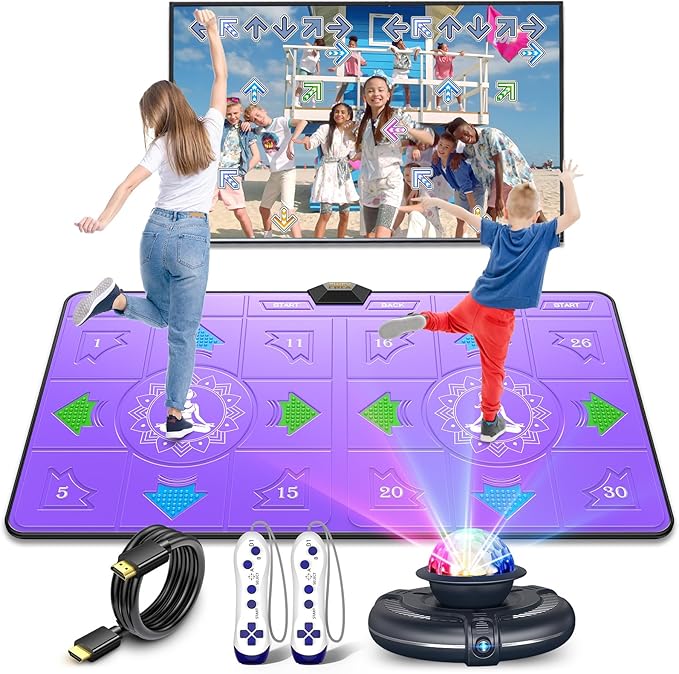 FWFX Electronic Dance Mat for TV, 2-Player Dancing Game for Kids & Adults, Wireless Musical Dance Pad for Family Party Games, Exercise, Yoga Fitness, Ideal Christmas & Birthday Gift for Boys and Girls