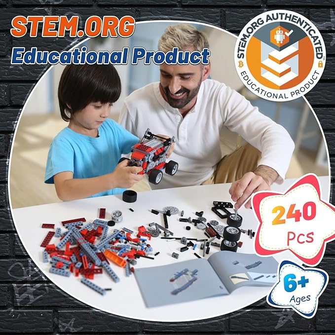 Robot B STEM Kits - Includes Large Storage Organizer, 8 in 1 Electric Monster Truck Building Toys for Kids 6-8 8-10, Educational Construction Science Kit for Boys 6-12 Christmas Birthday Gift