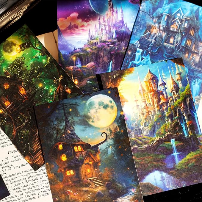 Fantasy Territory Scrapbook Paper Set, 150 PCS Mystical Ephemera Pack for Junk Journaling, Scrapbooking, Crafting, DIY Projects, Diaries, and Art Supplies