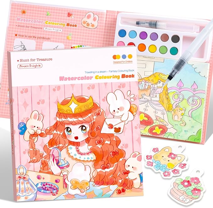 Paint with Water Coloring Books for Kids Ages 3-5, 4-8 – Cute Coloring Book for Teens,Arts and Crafts for Kids Ages 3 4 5 6 7 8+, Birthday Gift Toys for Girls Boys,Travel Toys -Princess