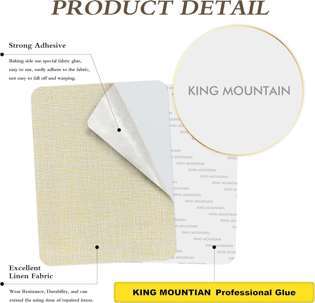 KING MOUNTAIN Coarse Linen Repair Patches, Self-Adhesive Fabric, 8X11 Inch 2 PCS, Multi Color, for Sofa and Clothes (Beige 1.0)