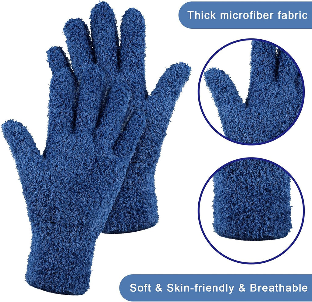 Patelai 3 Pairs Microfiber Plant Dusting Gloves Leaf Cleaning Gloves for Indoor Plants, Blinds, Furniture, House(Medium,Black, Navy, Yellow)