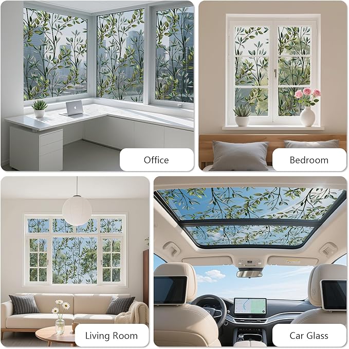 NINETREX One Way Window Privacy Film, Daytime Privacy Static Cling Sun Blocking Anti UV Reflective Window Tint for Home and Office 17.5 x 78.7 inches, Silver Leaf