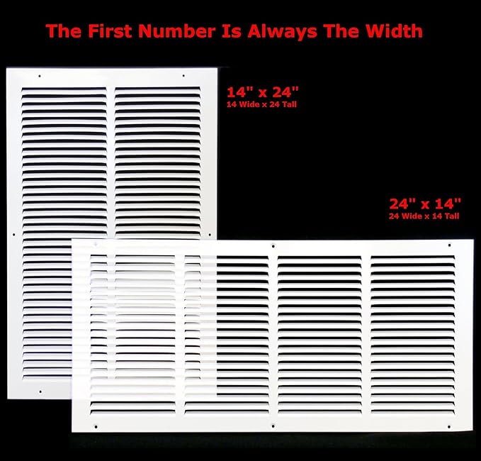 HVAC Premium 18" X 24" Return Air Filter Grille - Filter Included - Easy Plastic Tabs for Removable Face/Door - HVAC VENT DUCT COVER - White [Outer Dimensions: 20 5/8"w X 26 5/8"h]