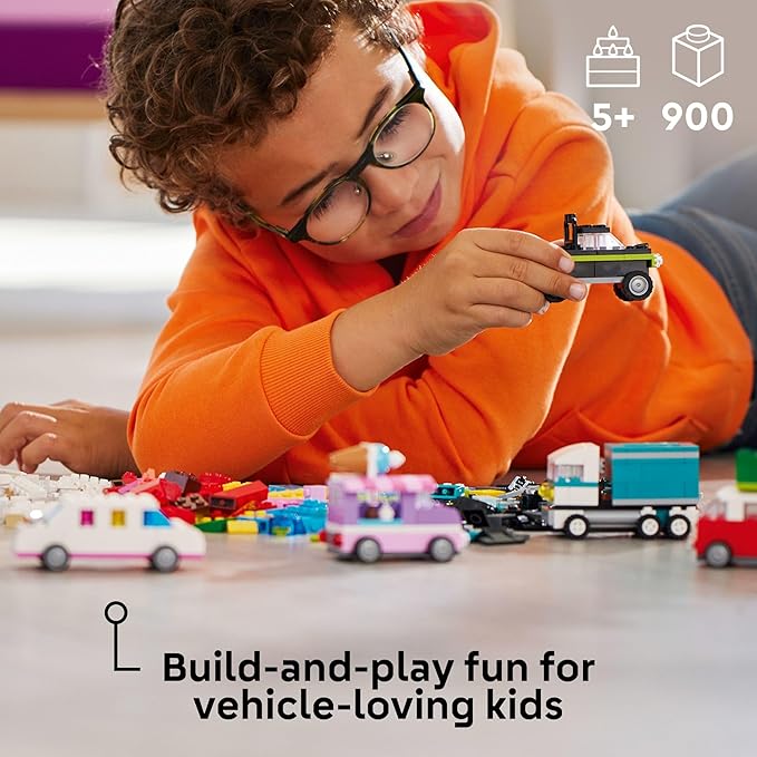 LEGO Classic Creative Vehicles, Colorful Construction Brick Building Kit with Ice Cream Truck, Police Car Toy, Model City Cars and More, Gift or Car Toy for Boys, Girls and Kids Ages 5 and Up, 11036