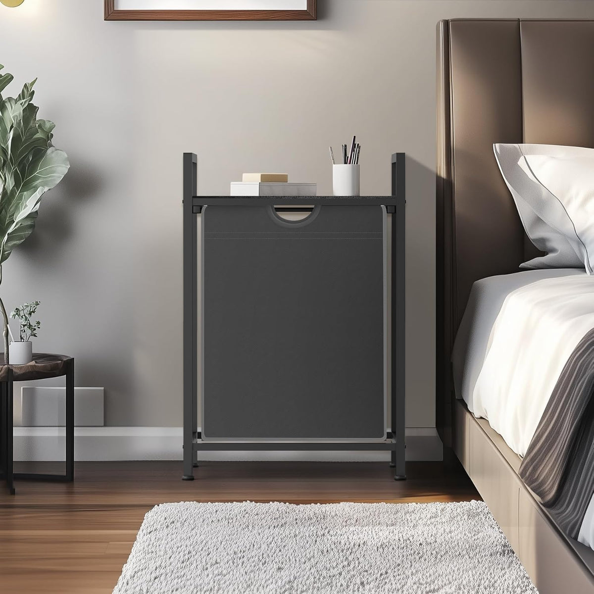 Laundry Sorter with Removable Bag, 16 Gallons Laundry Hamper with Adjustable Feet, Laundry Basket for Laundry Room, Bathroom and Bedroom(Grey and Charcoal Black)