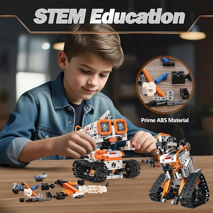 STEM Robotics Kit for Kids Ages 8-12 8-14+, 5-in-1 Remote/APP Control Coding Robot, Educational Engineering Building Toys with Programming, Science Projects Great Gift for Boys & Teens