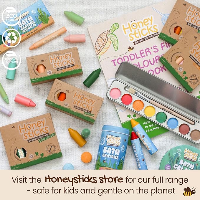 Honeysticks Block Crayons (16 Pack), Non-Toxic, Long-Lasting Jumbo Crayons for Kids, Toddlers, Made from Pure Beeswax and Food-Grade Colors, Ideal for Preschool Art Supplies