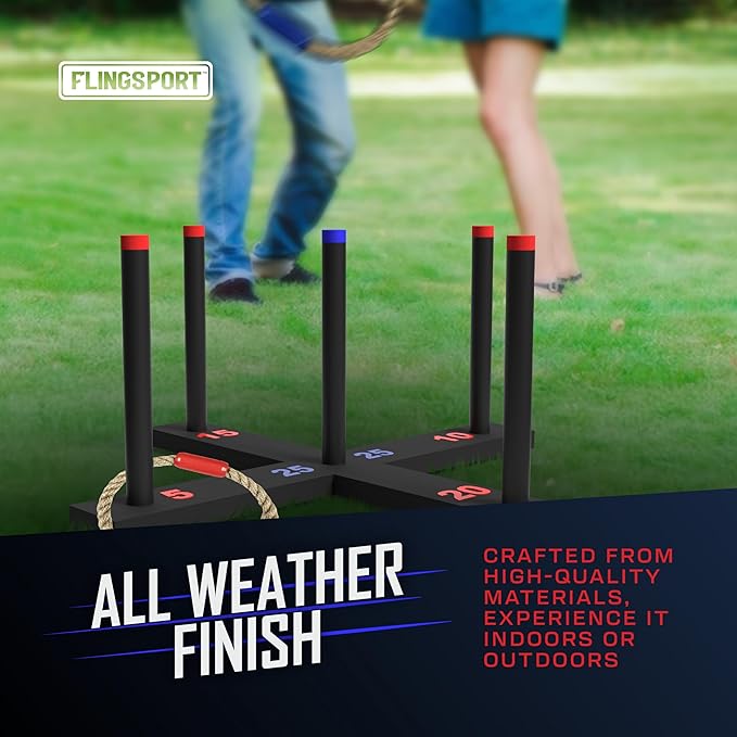 Ring Toss Game, Incl. 6 Double Beaded Rings & Carry Case Outdoor Lawn Games for Kids, Adults & Family, Backyard Camping Sports Activities, Best Party Gifts for Teens, Boys & Girls Ages 8-12+ Years Old