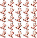30 Pack Small Bull Clips 0.87 Inch Mini Metal Hinge Clips Binder Paper Hinge Clip for Office, Home, School, Shops, Rose Gold, 22mm