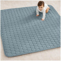 Comfy Cubs Square Kids Play Mat - 56 x 56 inches Soft Quilted Baby Floor Mat with Non-Slip Bottom - Plush Design for Toddlers' Playtime and Relaxation - Comfortable and Durable - Pacific Blue