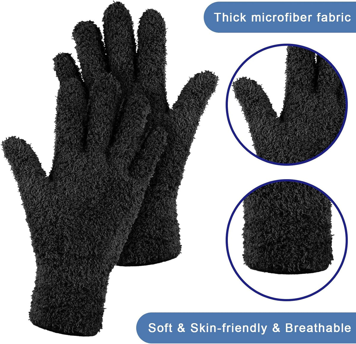 Bencailor 6 Pairs Microfiber Dusting Gloves, Dusting Cleaning Gloves Microfiber Gloves for Plants House Blinds Car Dust Mitt (Vibrant Color,Medium)
