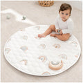Comfy Cubs Round Kids Play Mat -Small 36 inches Soft Quilted Baby Floor Mat with Non-Slip Bottom - Plush Design for Toddlers' Playtime and Relaxation - Comfortable and Durable - Rainbow