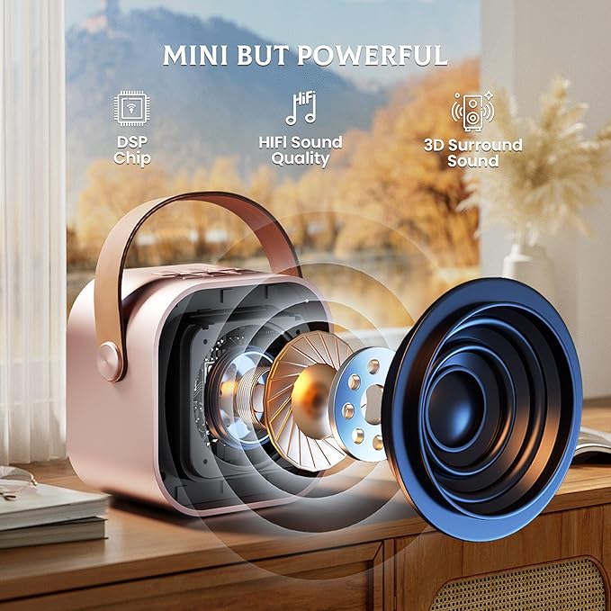 IROO Mini Karaoke Machine for Kids, 2025 TOP Toys Birthday Gifts Ideas for Girls Ages 4, 5, 6, 7, 8, 9, 10, 12+ Years Old, Portable MP3 Player with 2 Wireless Mics for Party