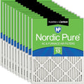 Nordic Pure 20x20x1 (Actual Size: 19 1/2 x 19 1/2 x 3/4) Pleated Air Filters MERV 13 Plus Carbon 12 Pack