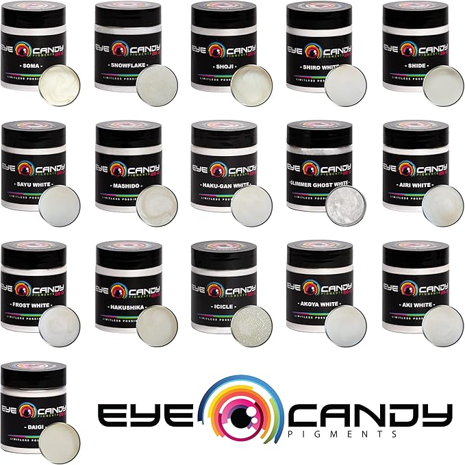 Eye Candy Pigments Premium White Mica Powder - Shide (50gr) - for Epoxy, Resin, Soap, Paint, Woodworking, Acrylic Pouring, Bath Bombs, Fishing Lures - DIY Arts and Crafts Additive