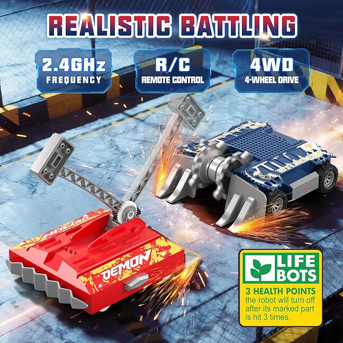Remote Control Battle Robots, RC Fighting Robots Toys for Kids, Combat Robot STEM Toys, 4WD 2.4 GHz Remote Control Robot Set Birthday Gifts for Boys and Girls Age 5 & Up