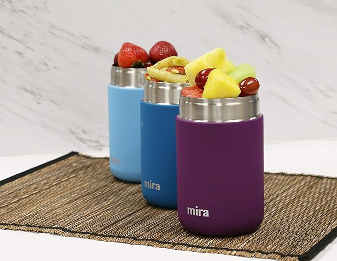 MIRA Insulated Food Jar Thermo for Hot Food & Soup, Compact Stainless Steel Vacuum Lunch Container for Meals To Go - 13.5 oz, Purple