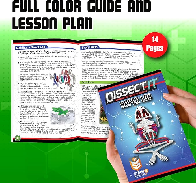 Dissect-It Kit for Kids, Simulated Synthetic Lab Dissection Toy, Frog Super Lab STEM Toys for Animal Science, Biology, and Anatomy