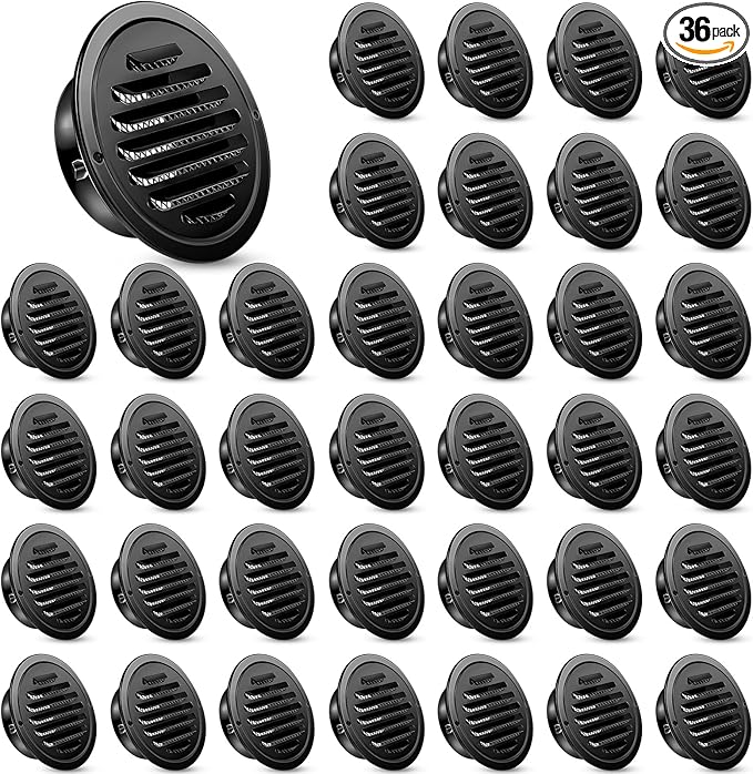 Zonon 36 Pcs Stainless Steel Soffit Vents 4 Inch Round Dryer Vent Cover with Mesh Screen for Home Outdoor Bathroom Wall Ceiling Outside Exterior Exhaust (Black)