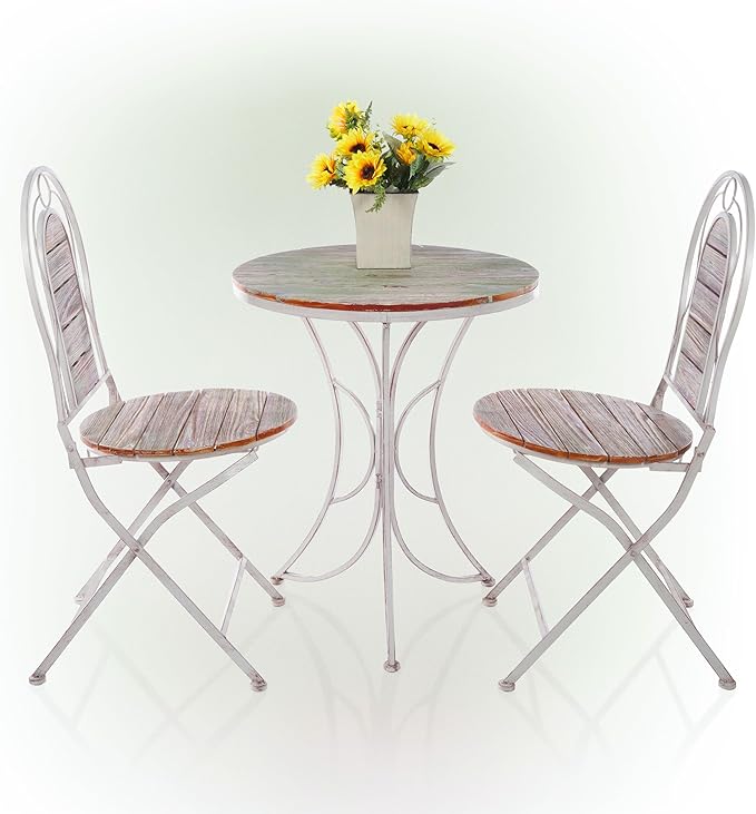 Alpine Corporation Green Weathered Wood Bistro Set, 3-Piece
