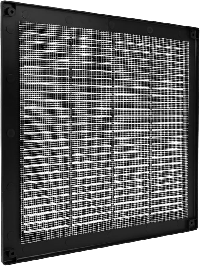 Vent Systems 10" x 10" Inch (Opening Dimensions) Plastic Black Soffit Vent Cover - Flat Square Air Vent Grille - Air Vent Deflector - HVAC 12" x 12" Inch (Overall Dimensions)