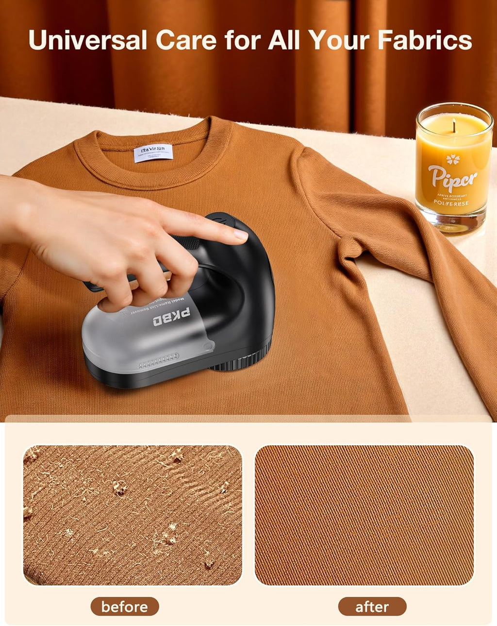 IPX6 Waterproof Washable Electric Fabric Shaver and Lint Remover, Rechargeable Sweater Defuzzer with 3 Free Extra Blades, Quickly and Effectively Remove Fluff,Fuzz,Bobbles for Clothes, Dark Black