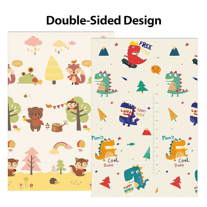 Baby Play Mat, 74 x 50 Inch Play Mat Perfect for Use Baby Playpen, Foldable Baby Foam Playmat for Floor, Portable Waterproof Activity PlayMats for Babies, Infants and Toddlers