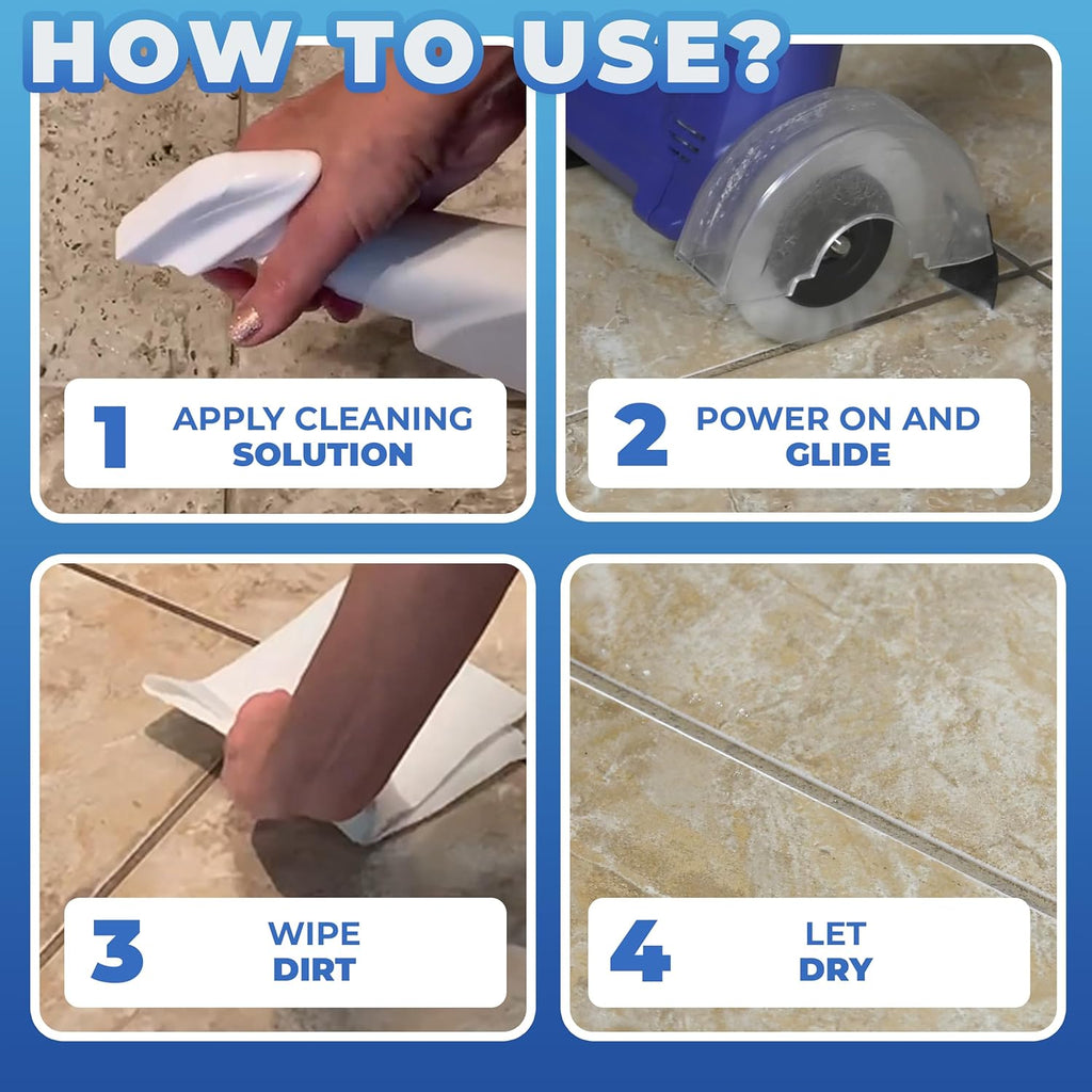 Electric Stand-Up Lightweight Grout Cleaning Machine – Easy-to-Use Tile Grout Cleaner for Deep Cleaning Kitchen Floors, Bathrooms & Tile Surfaces | Powerful Electric Floor Scrubber Tool (Original)