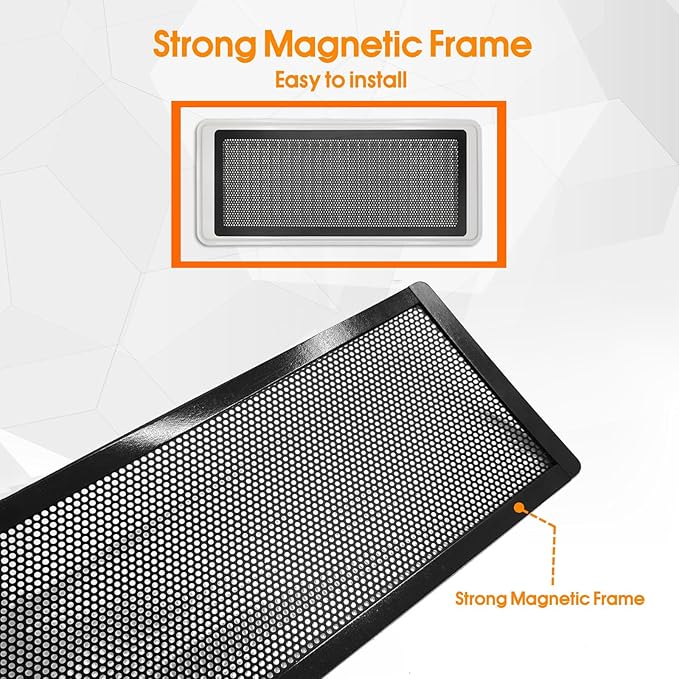 Floor Register Vent Cover, 4"x14" Magnetic Air Vent Screen Mesh Covers for Home Floor/Wall/Ceiling Registers Air Vent Filters, Black (4 Packs)