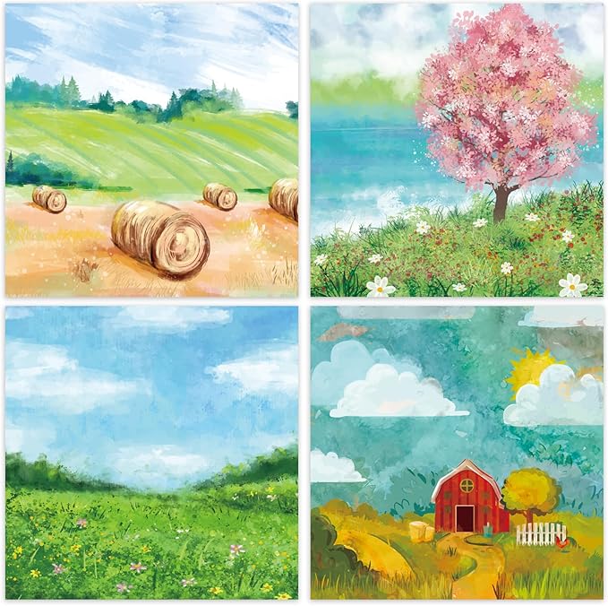 48 Sheets 24 Designs Scrapbook Paper Pad, 6"×6" Single-Sided Decopodge Craft Cardstock Paper, Scrapbooking DIY Decorative Background Cardmaking Supplies.Paintings&Landscape