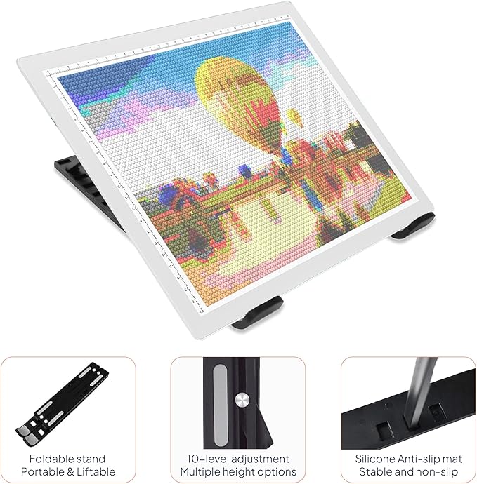 iVyne Corded A4 Light Pad for Diamond Painting & Art Projects – LED Light Board with Diamond Art Accessories – Ultra-Thin & Portable Diamond Dot Light Board, Perfect for Artists - White