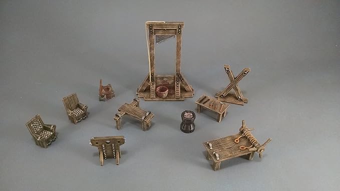 Dungeon Torture Chamber Furniture Set DND Terrain 28mm for Dungeons and Dragons, D&D, Pathfinder, Warhammer 40k, RPG, Miniatures, Age of Sigmar, Tabletop, D and D, Dungeons and Dragons Gifts