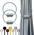 Hion Magnetic Curtain Tiebacks Gray Blue 2 Pack, Curtain Tiebacks Buckles Holdbacks Holders Hooks Clip for Home Bedroom Office Decorative Thick or Thin Curtain
