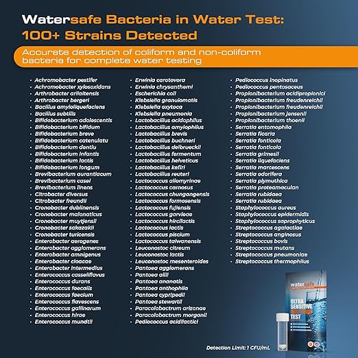Watersafe® Bacteria Water Test Kit – USA-Made – Results as Fast as 6 Hours – Detects Coliform (Inc. E. coli) & Non-Coliform Bacteria in Drinking, Well & Tap Water – Lab-Quality Testing – 2 Pack