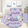 Personalized 5-Piece Crib Set, Custom Bedding With Name for Girls, Purple Butterfly Nursery Set, Gifts for Infants, Toddlers, New Parents