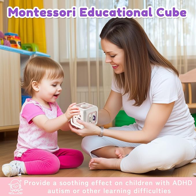 Busy Cube Toys for 1 Year Old Girl Gifts, Montessori for Baby Girl, Travel Sensory Toys for Toddlers 1-3, Learning Fine Motor Skills| 1st Birthday Girl Gifts 12 Months +