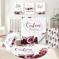 Personalized Crib Bedding Set for Girls, 5 Pcs Nursery Bedding Crib Sets, Soft Custom Flowers Baby Crib Set with Name, Double Layer Baby Bedding Set Customized Gifts for Infants Toddlers Kids