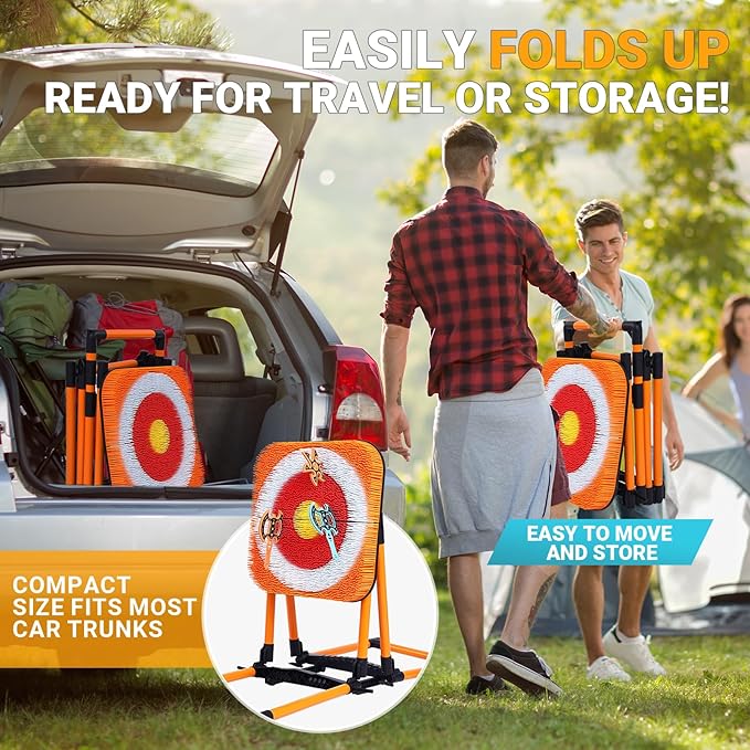 Axe Throwing Game Bristle Target with 16 Throwing Axes, Axe Throwing Outdoor Games for Kids Adults and Family, Backyard Games, Yard Game